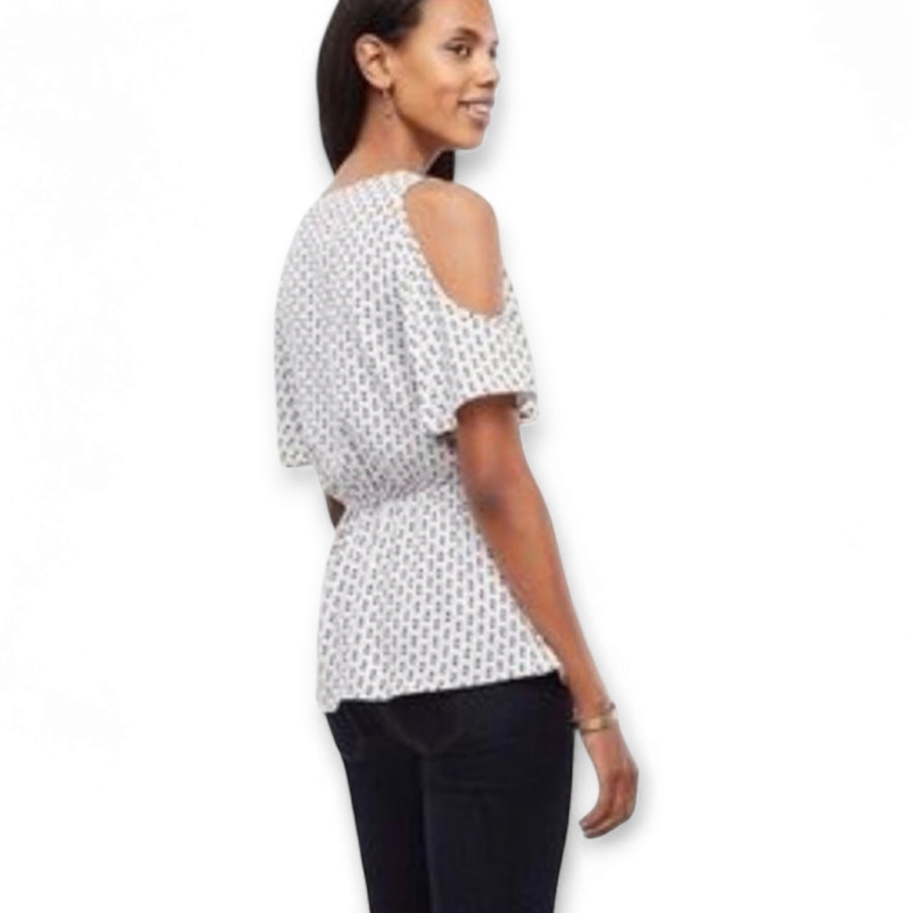 Ann Taylor Cold Shoulder Peplum Top Womens Size xs - Picture 9 of 9